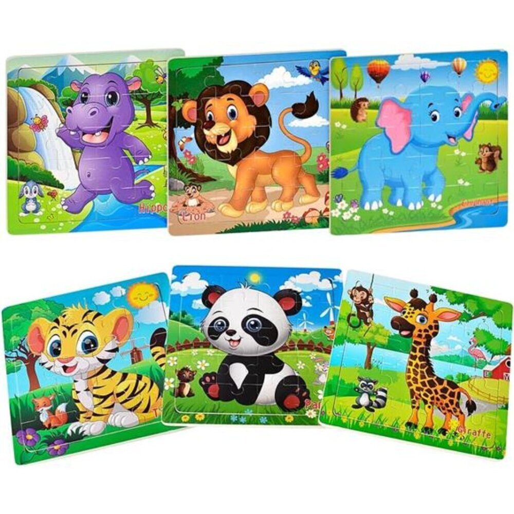 Sturdy Wooden Animal Puzzles - Montessori Toddler Learning Toys Ages 3-5